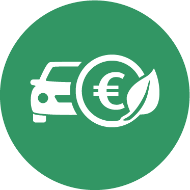 Icon mit Auto, Münze und Blatt, steht für die THG Prämie.