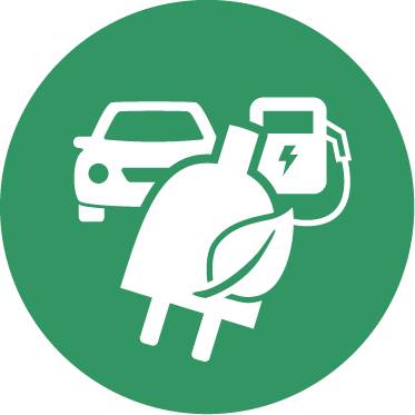 Icon mit Auto, Ladesäule und Stecker mit Blatt. Steht für den reinen Ladetarif.